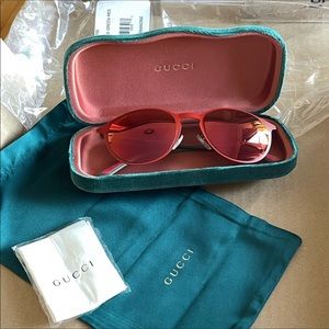 Authentic Red Gucci 52mm Round Sunglasses